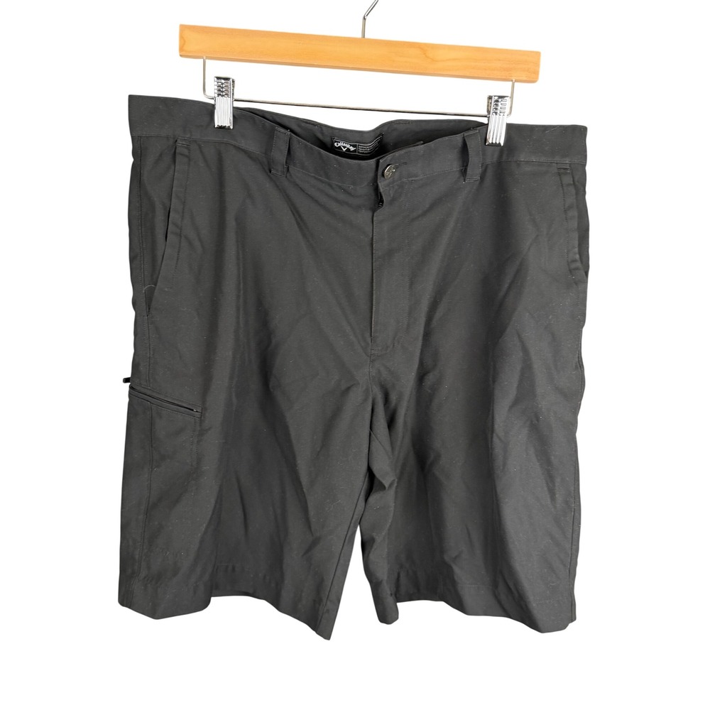 Callaway Mens Black Optimum Performance Golf Shorts Size 36 Zipper Pocket